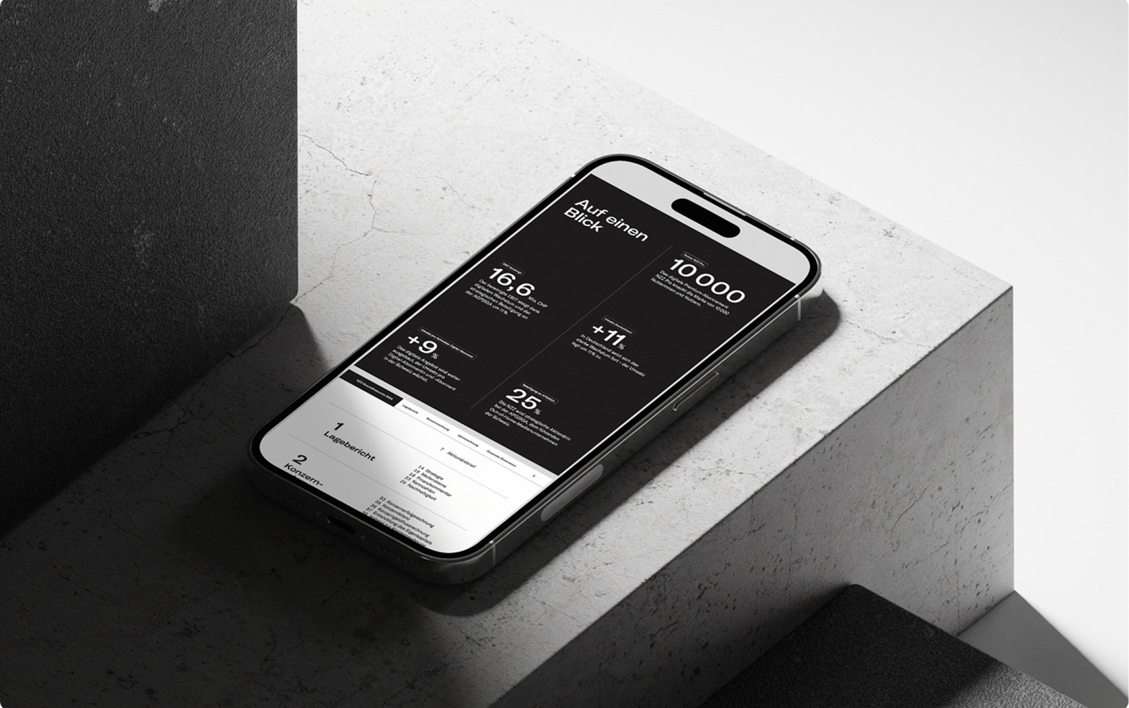 Darstellung des digitalen Geschäftsberichtes auf dem Mobile