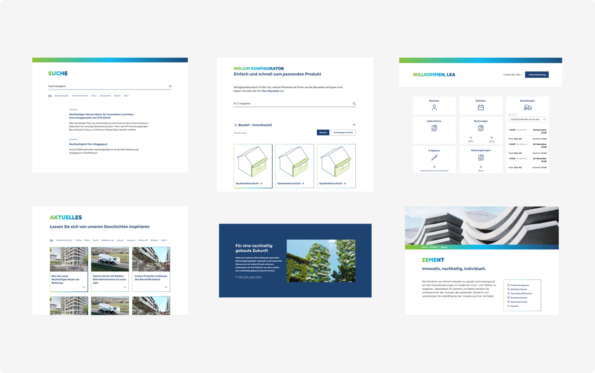 Holcimpartner Übersicht Website Module